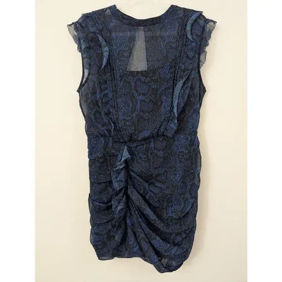 ALLSAINTS Hali Tamora Blue Snake Print Mini Dress Size 10 - Picture 4 of 11